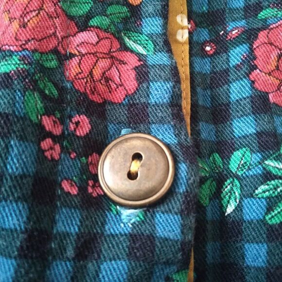 Matilda Jane Blue Gingham Floral Pattern Button Front Shirt Dress Women's Small - Picture 5 of 12